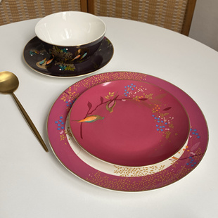 高货波特美林花鸟系列餐具大号骨瓷西餐盘家用牛排盘菜盘面碗汤碗