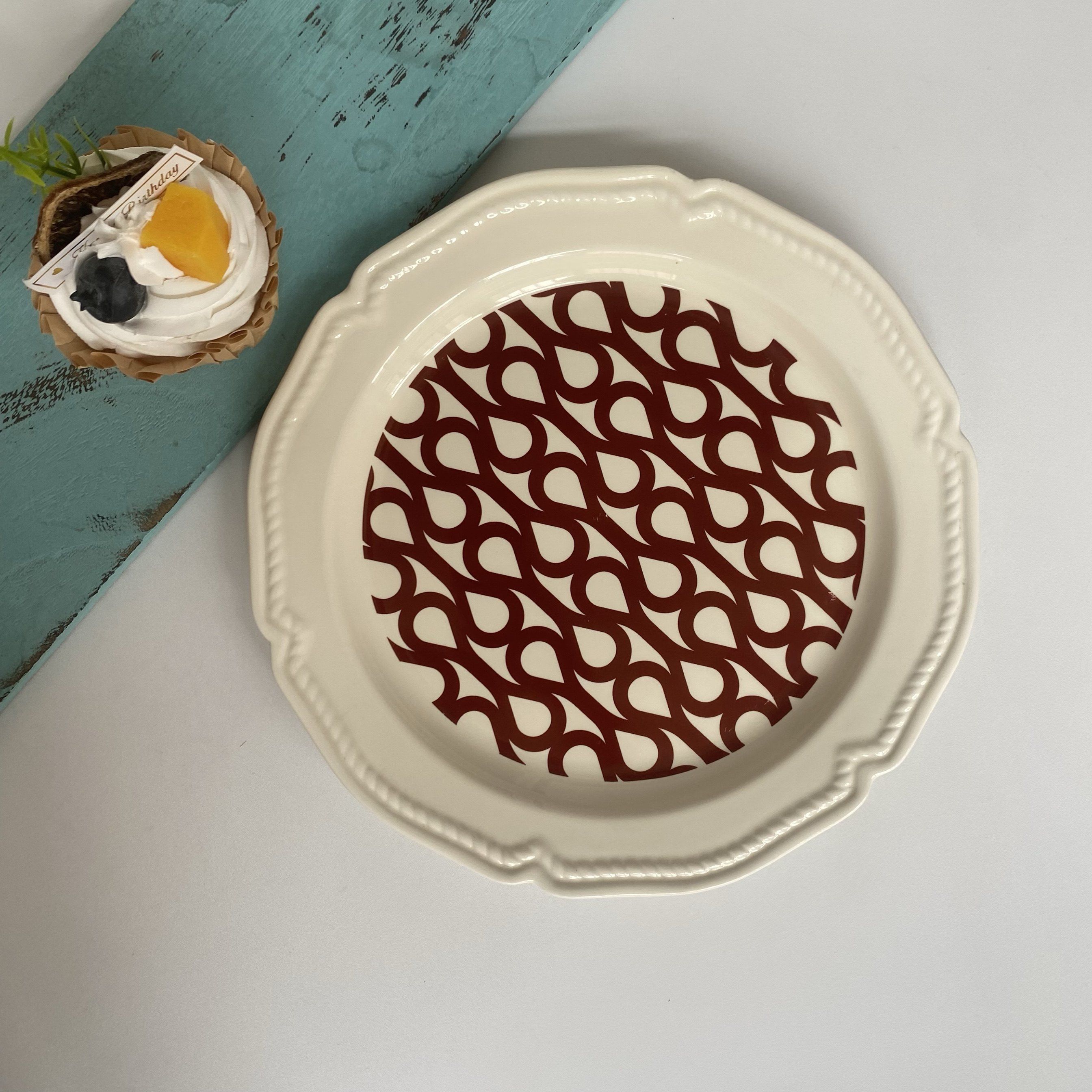 PORTS微瑕陶瓷浮雕盘子菜盘家用高级感深盘浮雕复古大号可微波