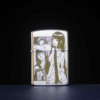 银色磨砂日向雏田煤油打火机一代机福利款送男友情侣