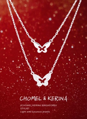 双层蝴蝶项链高级感满满~~