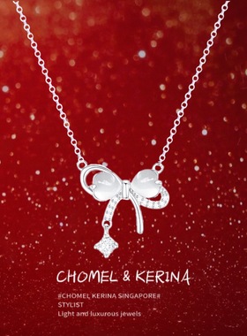 少女心爆棚~猫眼石蝴蝶结项链