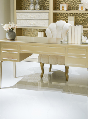 璞博家具美式轻奢贝壳实木书桌家用电脑桌卧室书房办公桌设计桌子