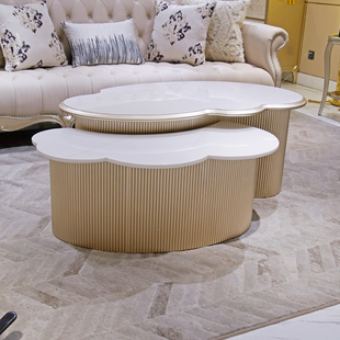 璞博家具美式轻奢茶几客厅大户型美式实木茶几角几方几创意圆形