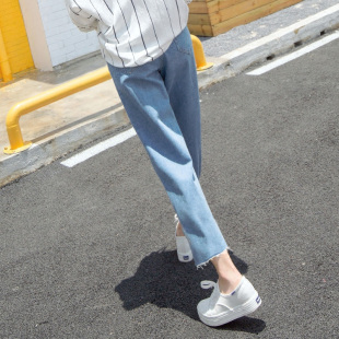 2023新款春秋牛仔裤女九分高腰阔腿宽松网红同款老爹复古显瘦直筒