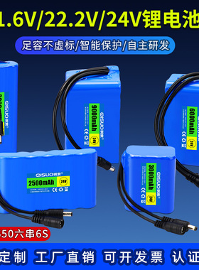 24v锂电池组大容量6串22.2伏25.2医疗监控路灯电机备用电源可充电