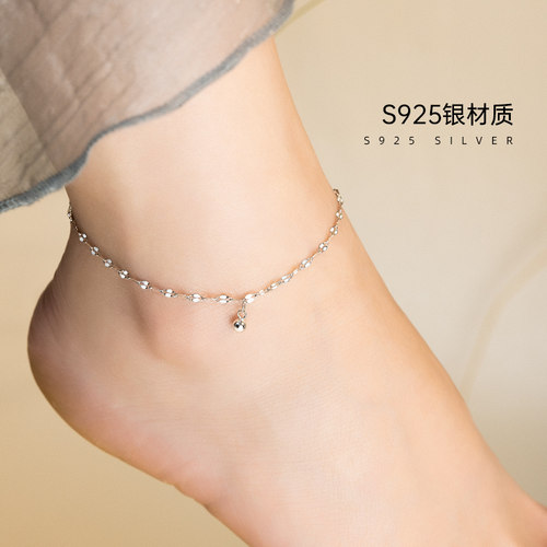 S925纯银小圆珠脚链女