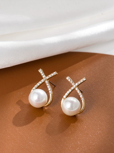 Серьги, бусины из жемчуга, аксессуар, легкий роскошный стиль, изысканный стиль, простой и элегантный дизайн, французский стиль, 2025 года