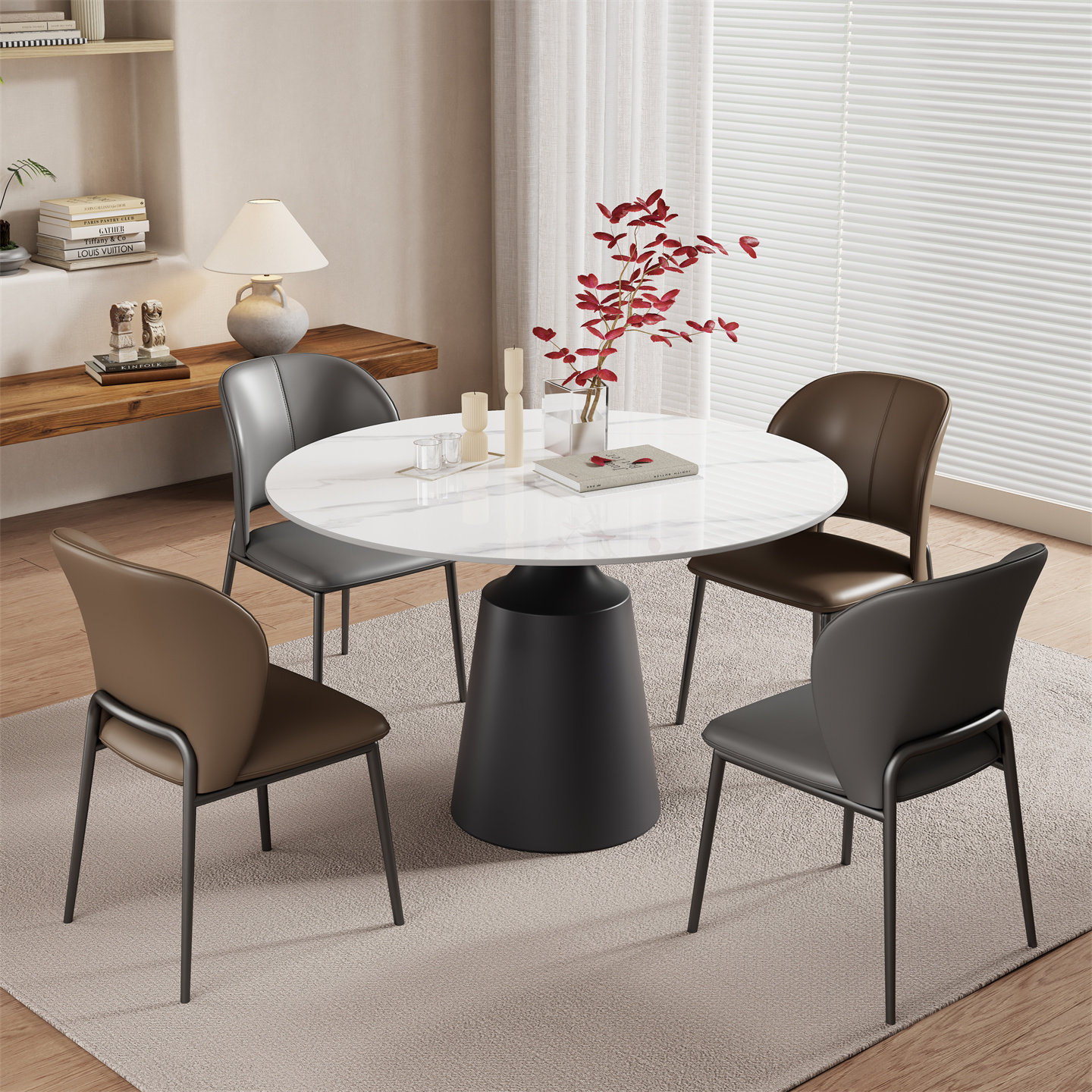 轻奢奶油风商务洽谈桌椅组合正方形岩板餐桌小户型家用休闲阳台桌,住宅家具,岩板餐桌,淘宝优惠券,粉丝福利购,淘宝优惠卷