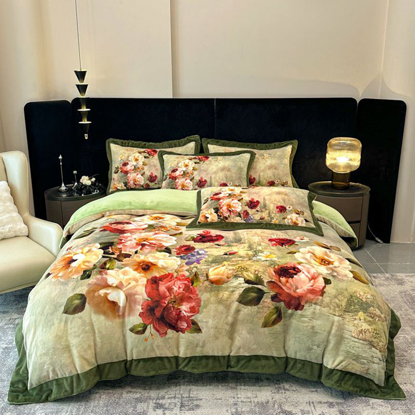 5D立体印花加厚牛奶绒四件套