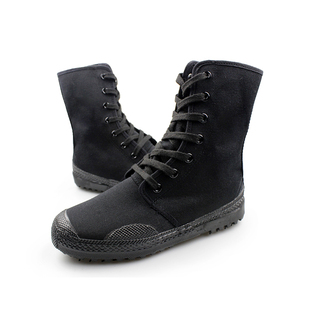 新式高帮保安鞋帆布靴登山鞋透气防滑耐磨舒适劳保工作鞋训靴胶鞋