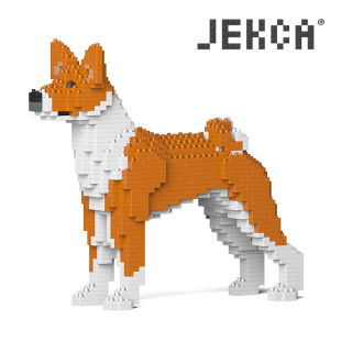 JEKCA积卡仿真贝生吉犬微颗粒拼插积木 生日礼品摆件宠物用品玩具