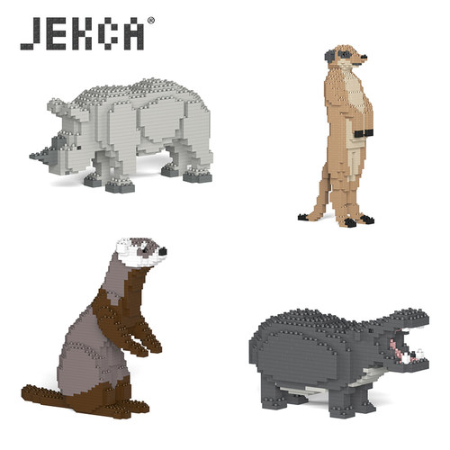 JEKCA积卡狐獴狐猴蒙眼貂河马犀牛水豚耳廓狐袋熊鸭兽积木拼图 - 封面