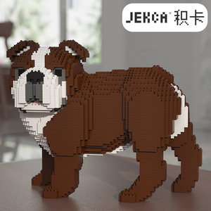 JEKCA英国斗牛犬拼搭积木摆件