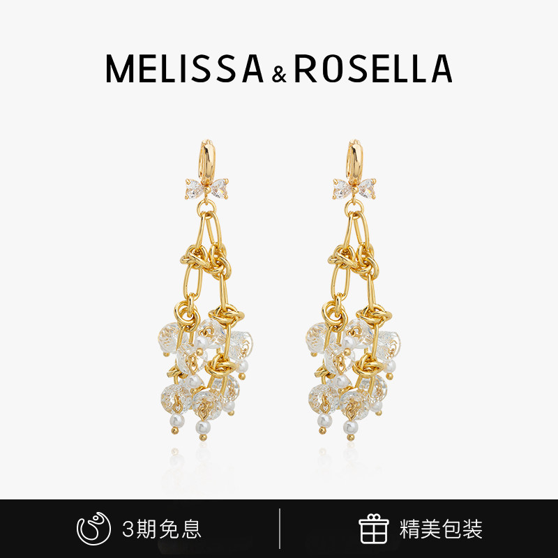 MELISSA&ROSELLA郁可唯同款法式复古耳环水晶铃兰花耳坠小众高级