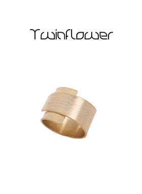 twinflower 戚薇同款拉丝卷花戒指复古时尚简约可调节戒指指环