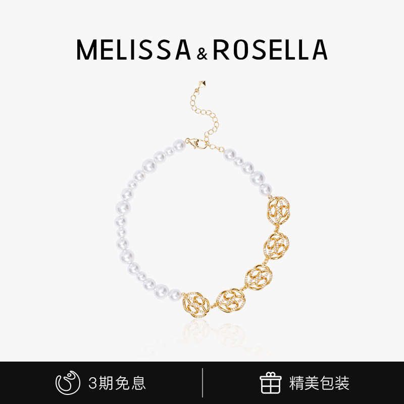 Melissa&Rosella弦子同款法式山茶花珠项链珍轻奢锁骨链气质名媛