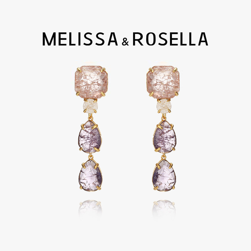Melissa&Rosella张韶涵同款冰花耳钉小众轻奢贵妇宴会高级感耳饰