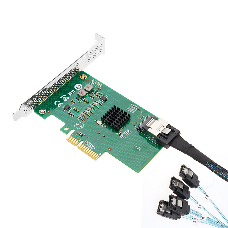 PCIE TO MINISAS EXPANSION 4-PORT SATA3 SSD ADAPTER CARD MECHANICAL DISK ENTERPRISE RAID ARRAY CARD