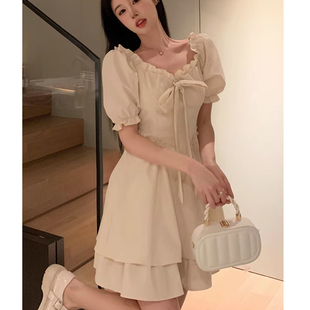 法式小众艺术收腰高级感仙女裙子气质超仙桔梗温柔风初恋连衣裙夏