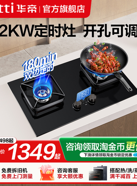 华帝燃气灶i10101D双边定时煤气灶双灶家用5.2KW天然气嵌入式灶具