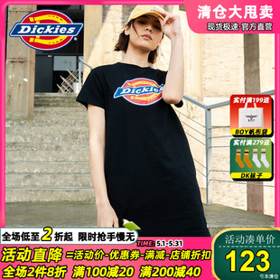 裙子女男bz 显瘦设计感夏新品 连衣裙潮牌logo印花修身 Dickies短袖