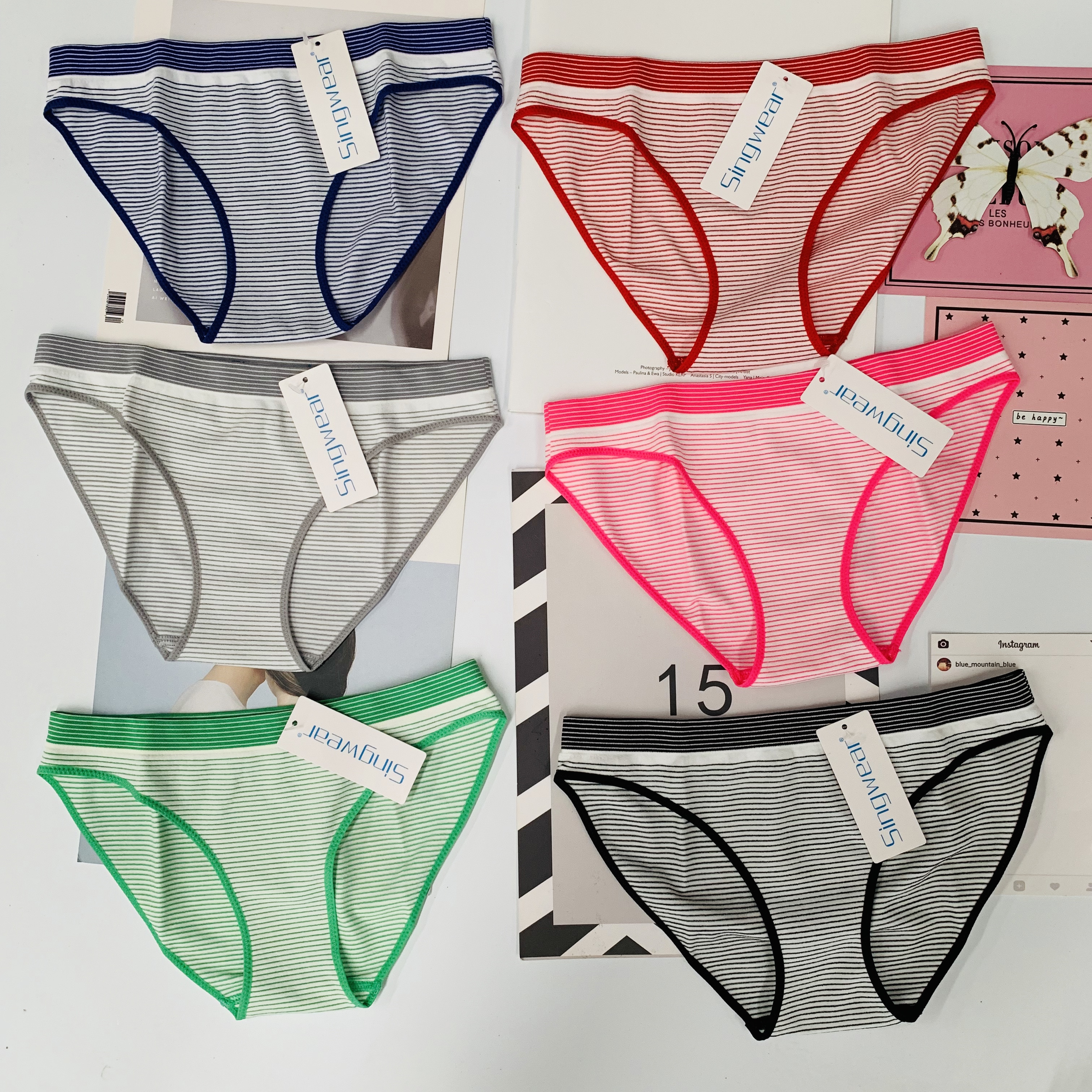 singwear低腰三角条纹窄边内裤