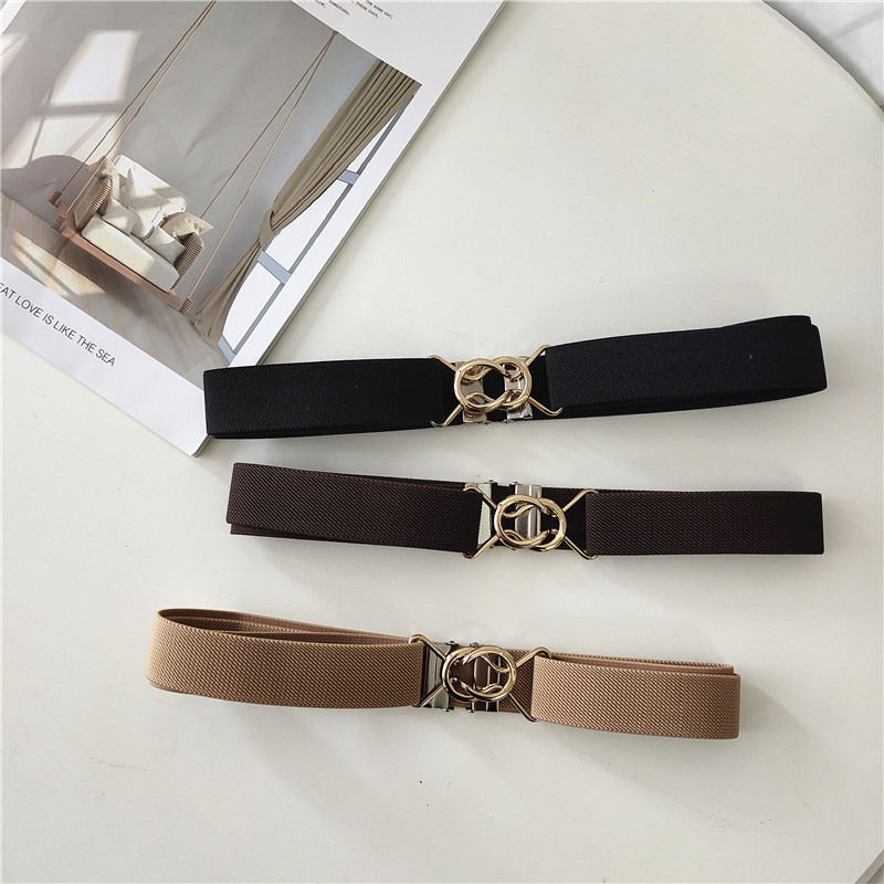 复古松紧弹力百搭风束腰宽皮带