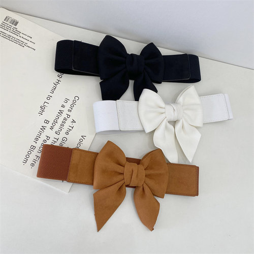 蝴蝶结外衣皮扣头宽皮带百搭