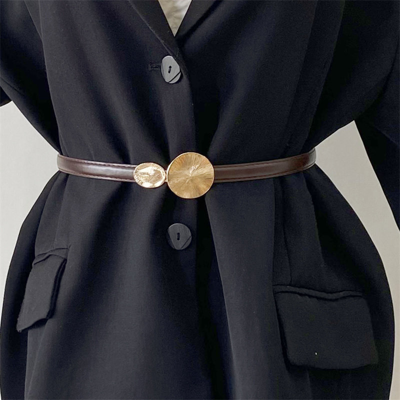 ins风卡扣多色腰带细装饰连衣裙简约PU皮腰封女百搭皮带女配裙子