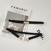 正方卡扣腰带女装 饰腰封配裙子复古松紧弹力细皮带百搭简单束腰