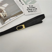 皮带女士休闲细小简约百搭卡扣细腰带金色椭圆连衣裙裤 带学生女