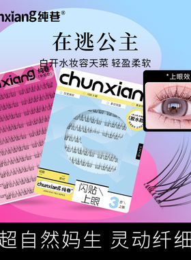 纯巷在逃公主免胶免卸假睫毛自然化妆师太阳花女团毛绒白开水睫毛
