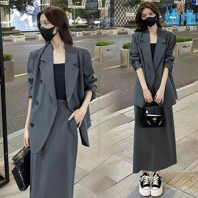大码显瘦时尚西装套装裙女