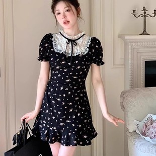 高级感气质显瘦蕾丝拼接裙子 新款 法式 千金风碎花连衣裙女2025夏季