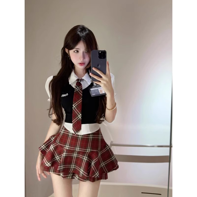 学院风纯欲辣妹套装裙女