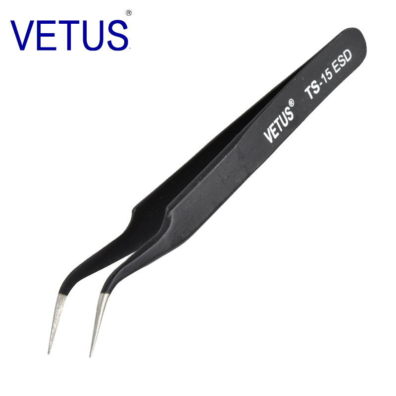 VETUS 防静电高精密镊子TS-15 ESD（116mm）不锈钢防磁防酸 钟表