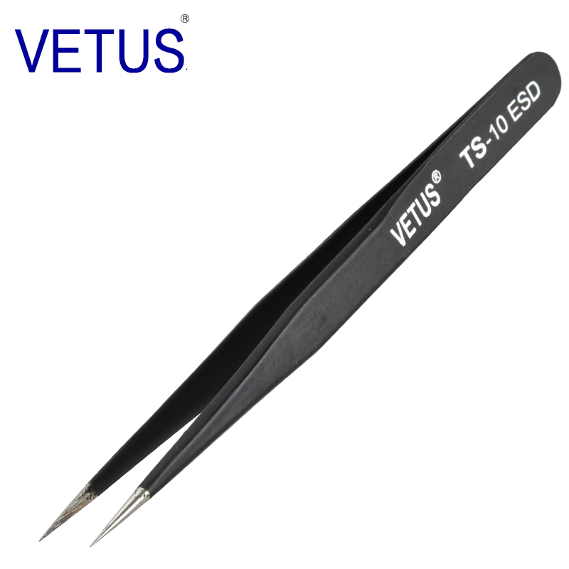 VETUS 防静电高精密镊子TS-10 ESD（110mm）不锈钢防磁防酸 钟表
