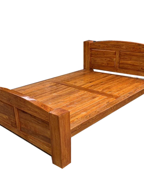 纯实木床1.81.51.2米现代简约老榆木家具平尾结实大料榆木床双人