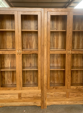 实木书柜书架展示柜老榆木家具置物柜隔断书架子定做