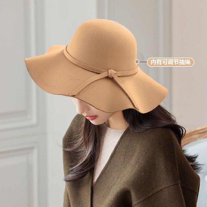 teshop 毛呢礼帽大沿盆帽
