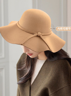 teshop 毛呢礼帽大沿盆帽