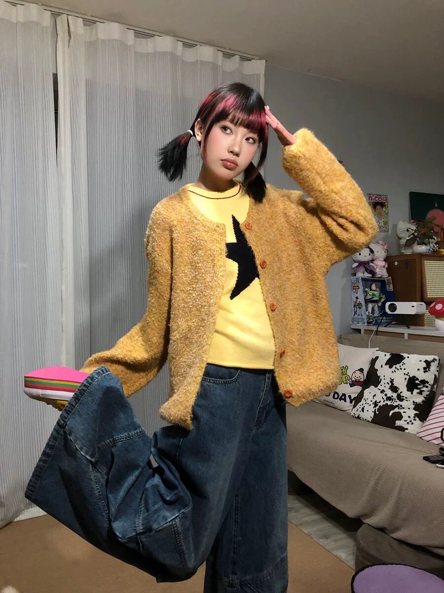 teshop针织衫纽扣开衫