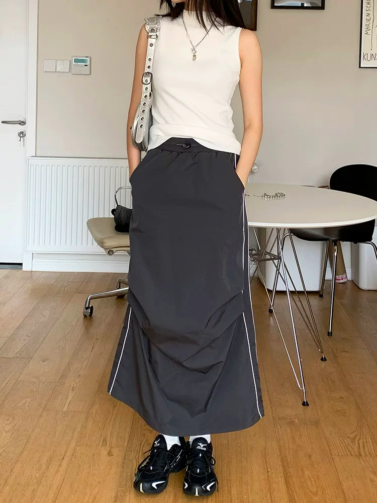 Teshop长裙伞裙宽松散步裙