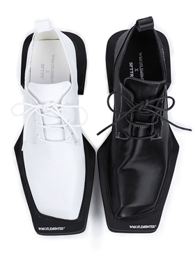 [TESHOP]两色亮面增高厚底通勤德比方头小鬼王琳凯同款男女皮鞋