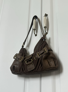 teshop 做旧褶皱法棍腋下拉链设计美拉德包手袋