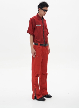 [TE SHOP]SFTTR 22SS 三色拉链外缝线 金属尼龙铆钉男女短袖衬衫