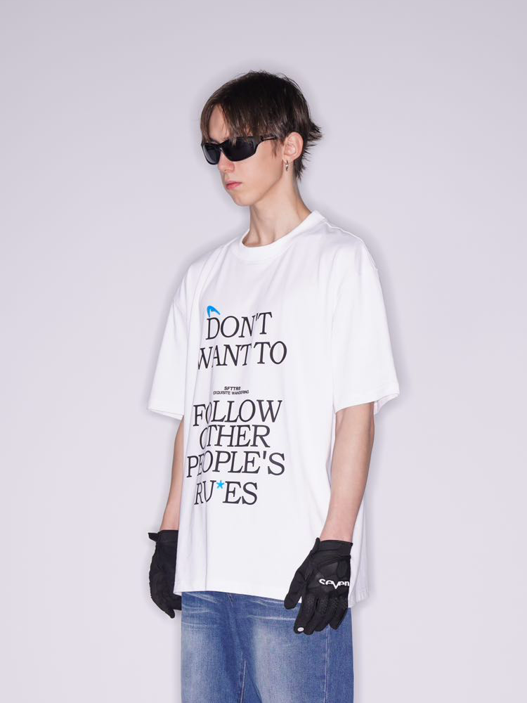 SFTTR短袖潮男女通用标语印花T恤