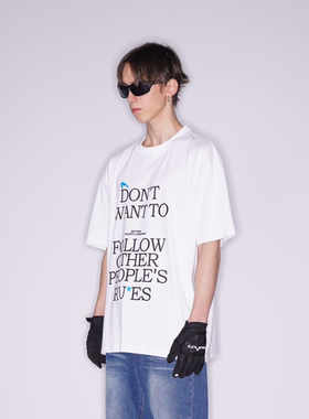 [TESHOP]SFTTR 撞色标语CLEAN FIT黑白蓝色文化印花T男女宽松短袖