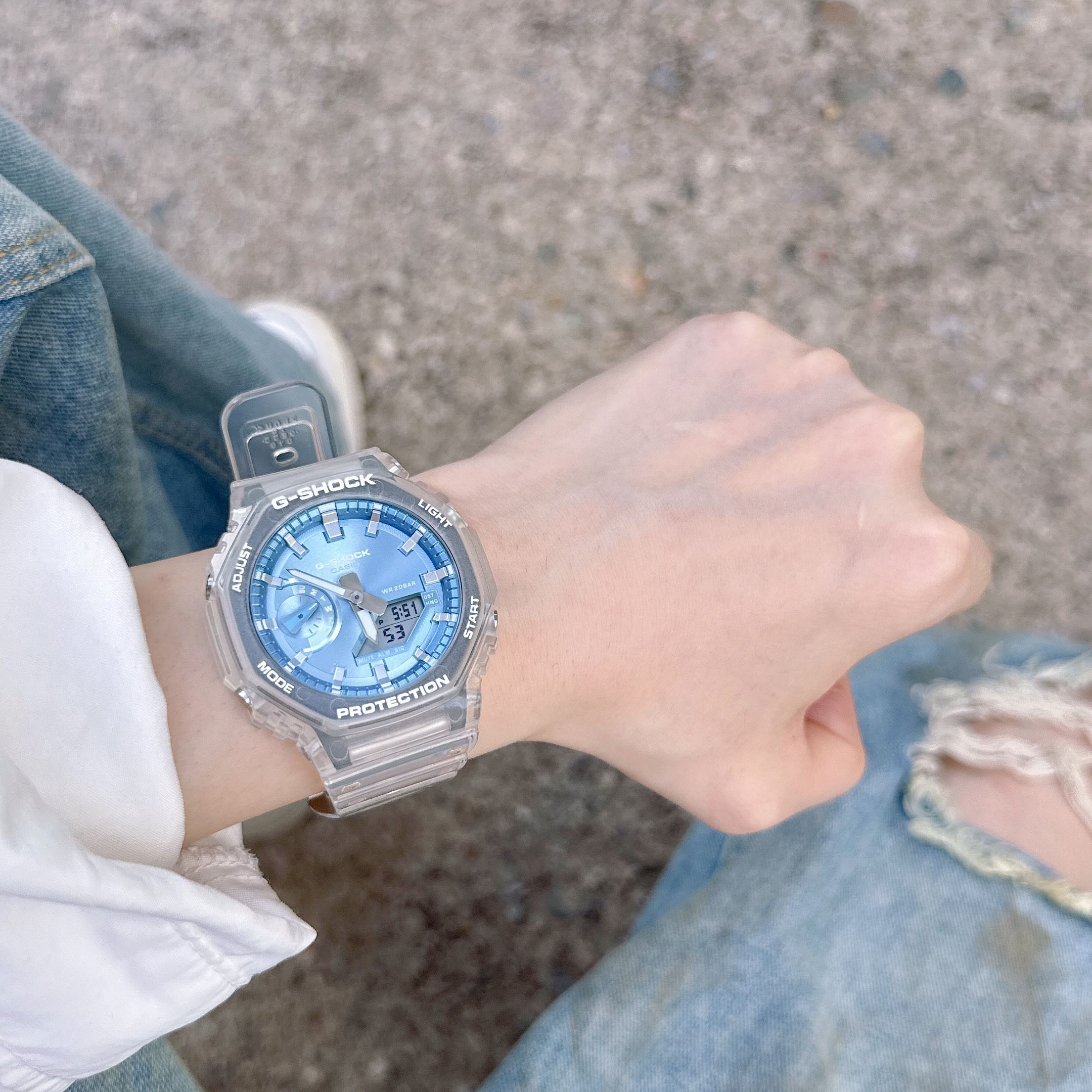 卡西欧G-SHOCK八角透明金属表盘