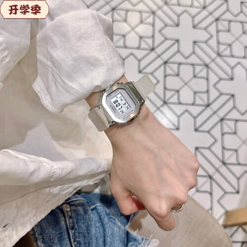 卡西欧G-SHOCK金属小方块透明防水手表GM-S5600SK-7/5600PG-1